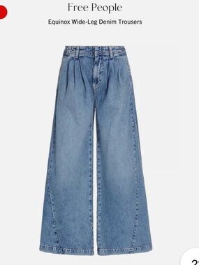 Free People we the free Blue High-Rise Wide-Leg Jeans equinox denim trouser